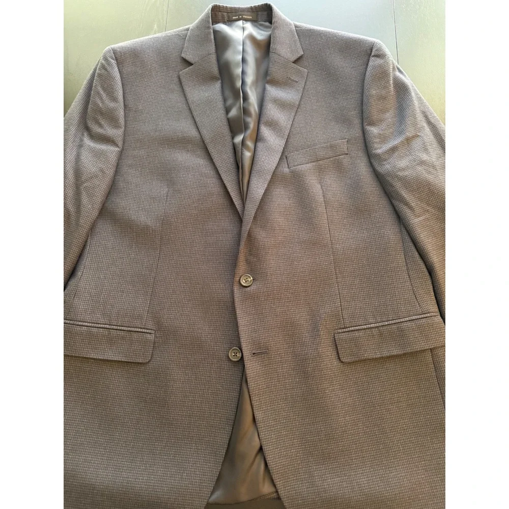 Chaps Houndstooth‎ Sport Coat Mens 46L Blue Two-Button Blazer Jacket Preppy